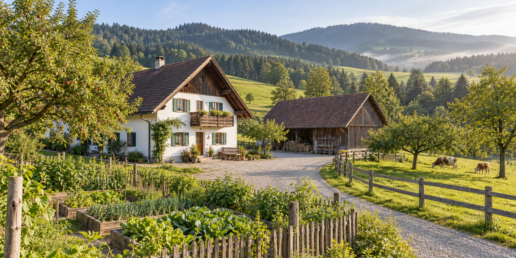 Kleines österreichisches Landanwesen mit Haus, Stadel, Obstgarten, Gemüsebeeten und Wiese